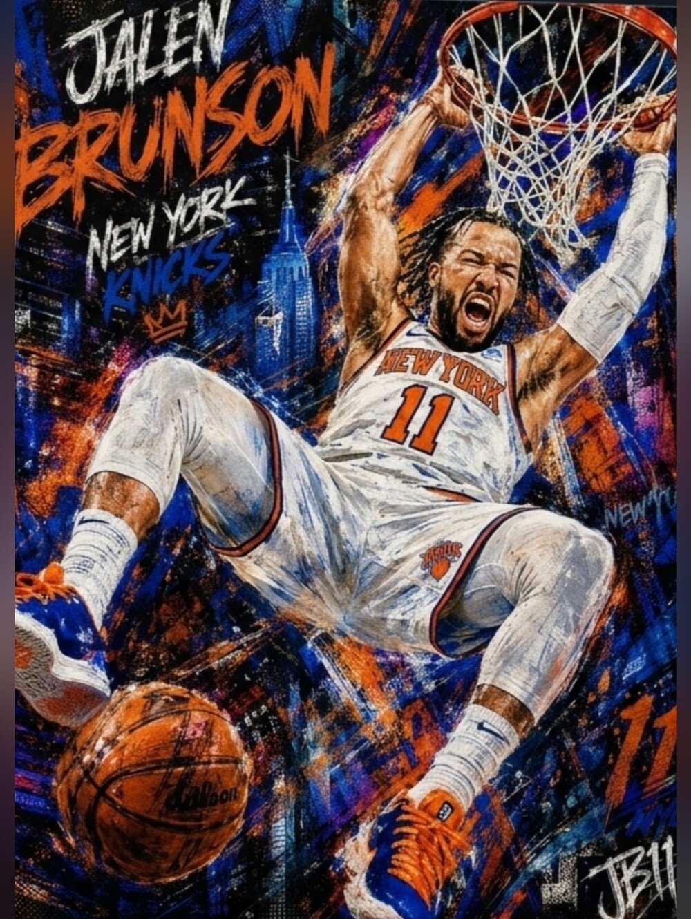 JALEN BRUNSON KNICKS 8.5x11 ULTRA GLOSSY FULL PAGE NO BORDERS CREATED ART POSTER